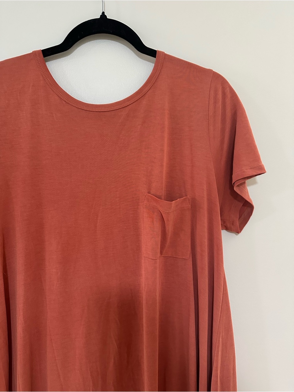 Rust Orange T-Shirt Dress with Pocket - Women - Picture 2 of 5